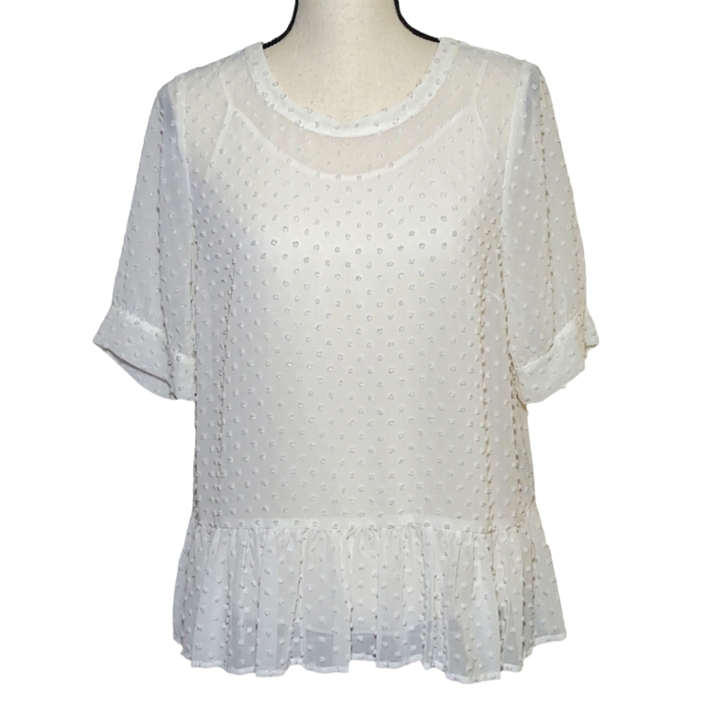 Women's Vince Camuto Dotted Swiss Peplum Hem Blouse